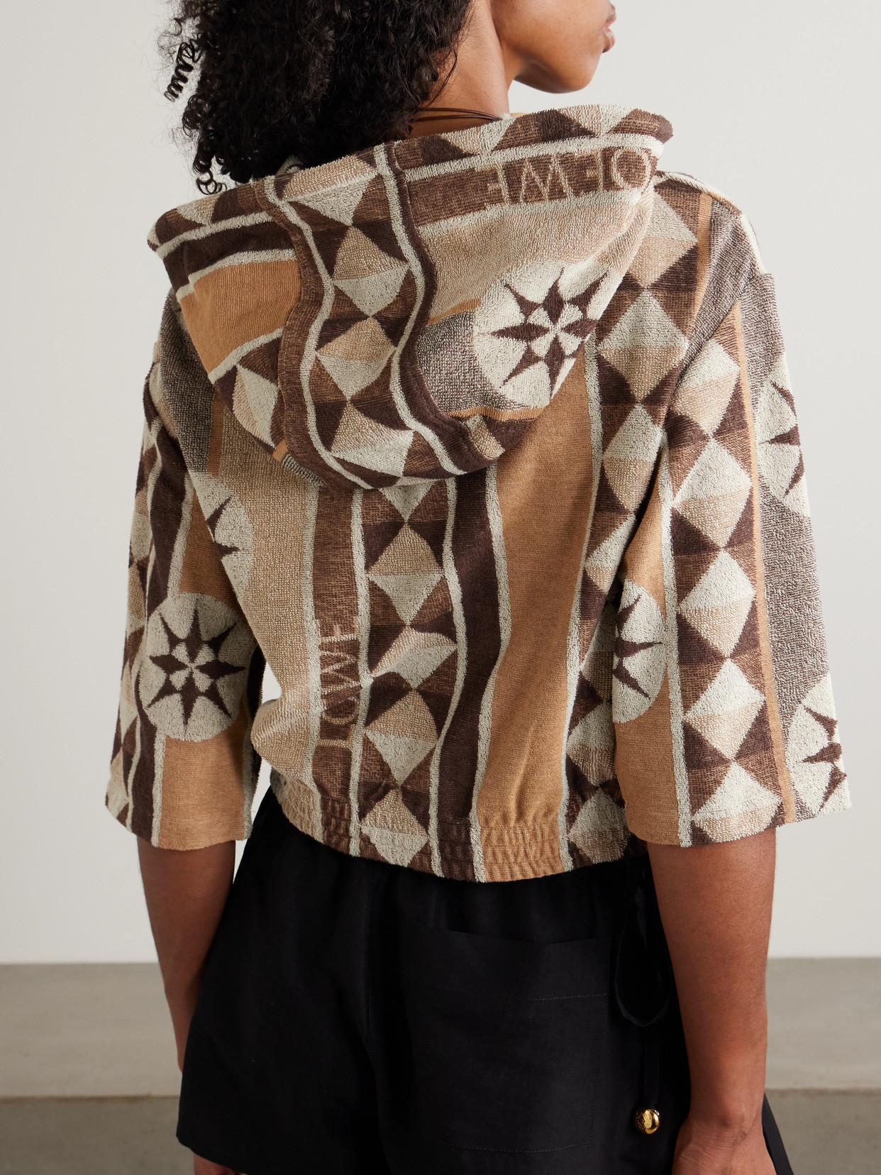 Loewe Jacquard Cotton Blend Hoodie In Neutrals
