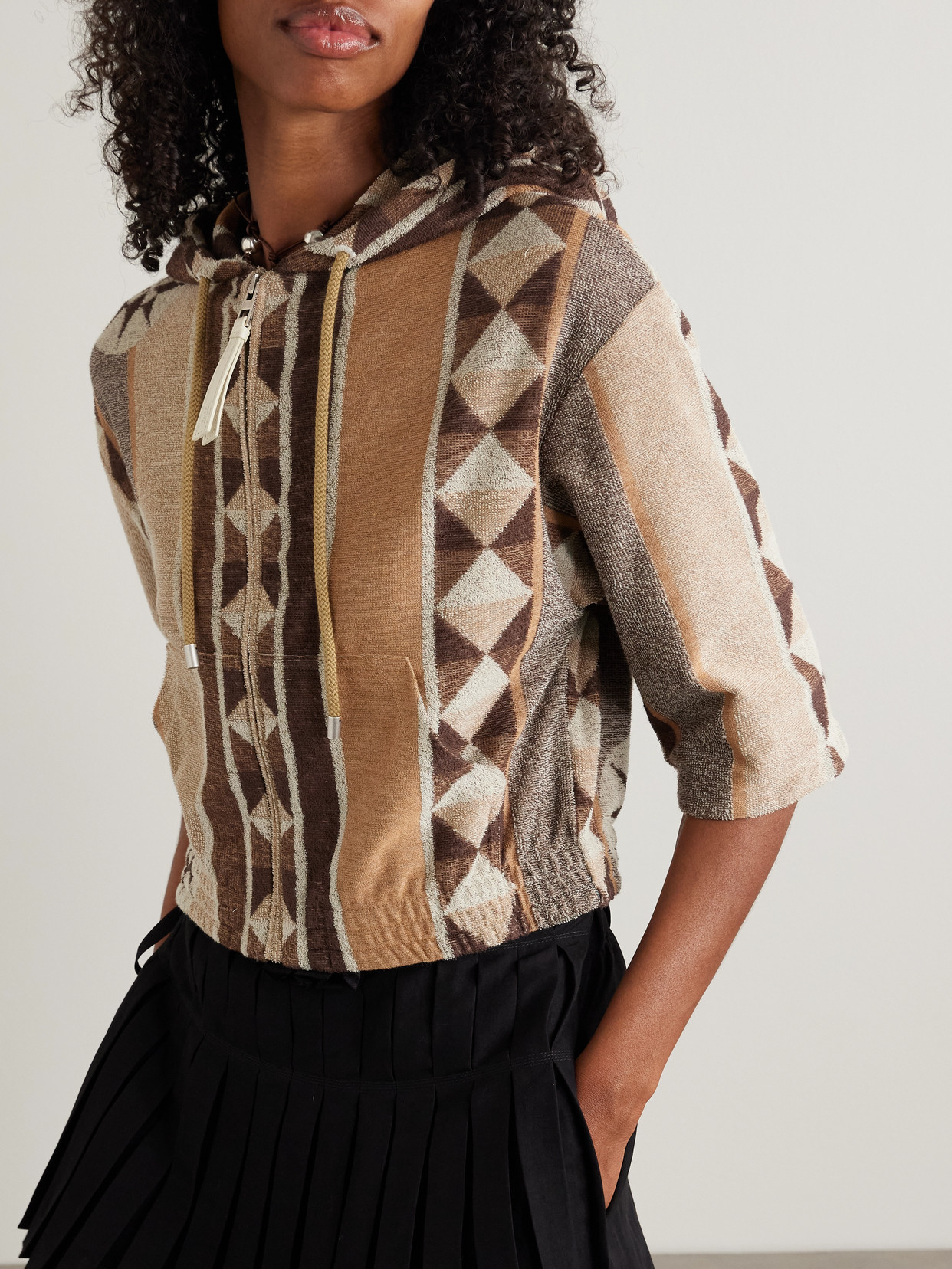 Loewe Jacquard Cotton Blend Hoodie In Neutrals