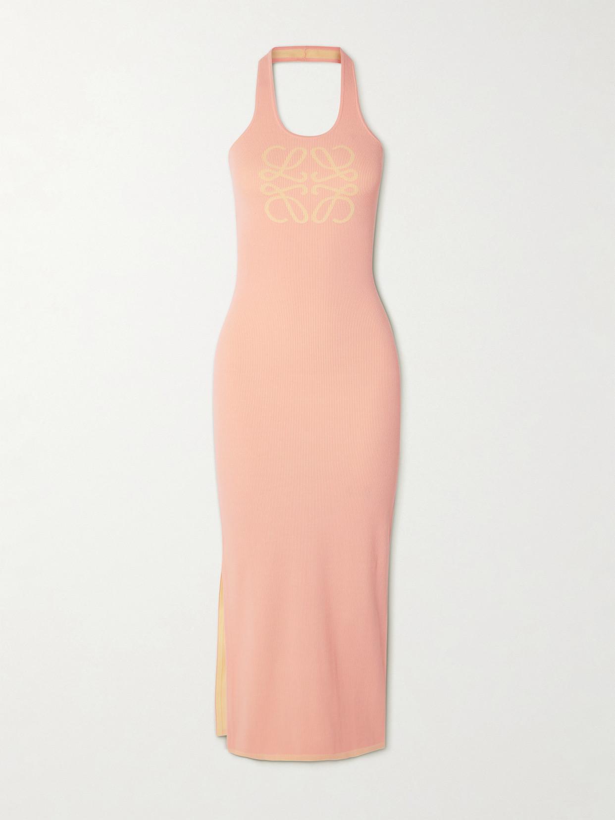 Loewe + Paula's Ibiza Jacquard-woven Ribbed Stretch-jersey Midi Dress In Pink