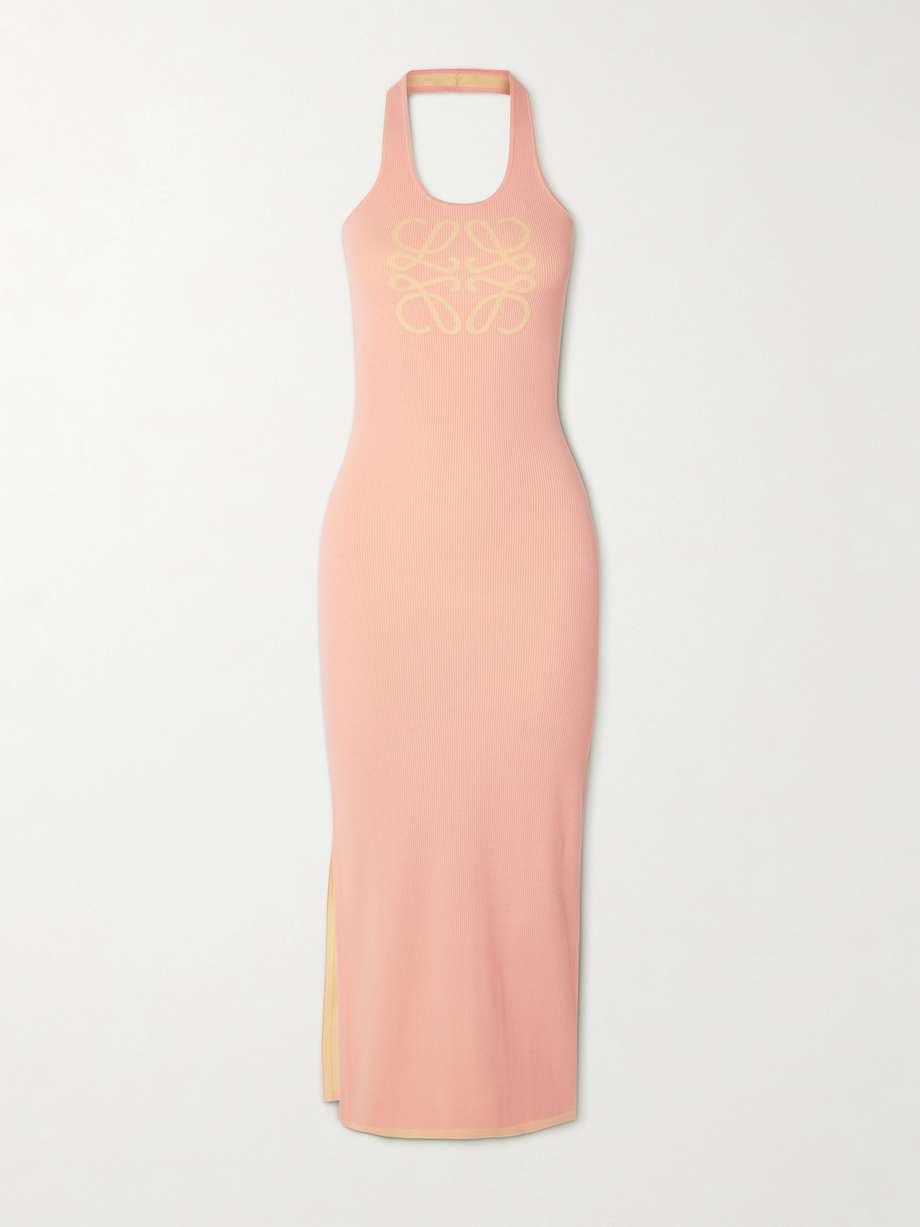 + paula's ibiza jacquard-woven ribbed stretch-jersey midi dress