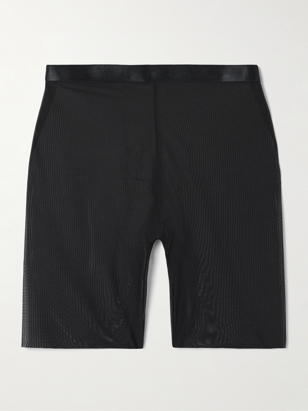 Spanx Smooth™ Ribbed Stretch-mesh Shorts In Black