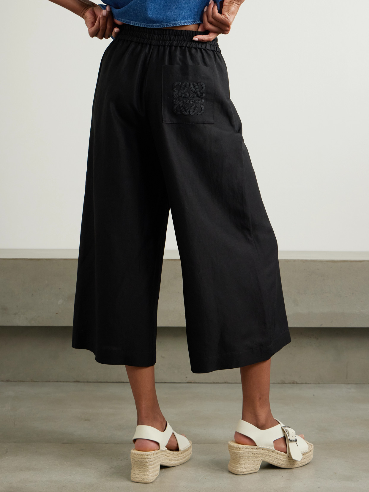 LOEWE + PAULA'S IBIZA APPLIQUÉD VOILE WIDE-LEG PANTS