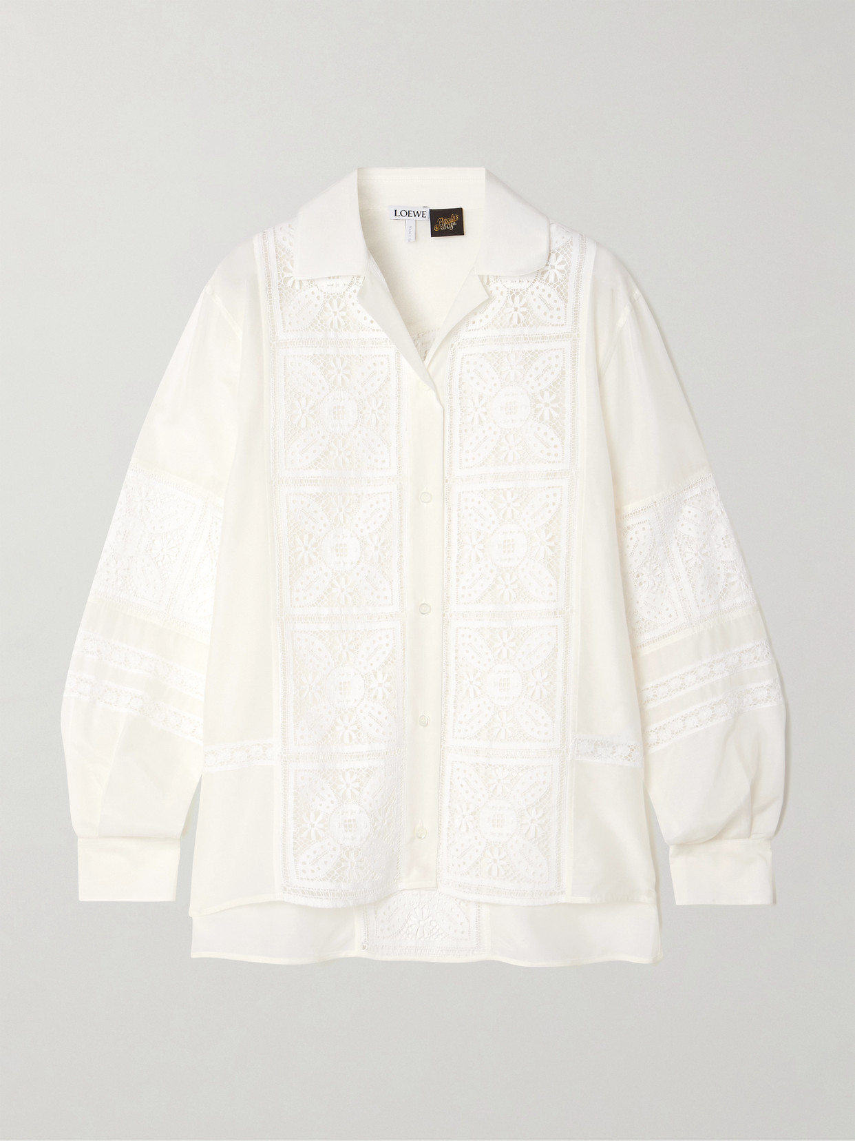 Loewe + Paula's Ibiza Broderie Anglaise Cotton And Silk-blend Shirt In White