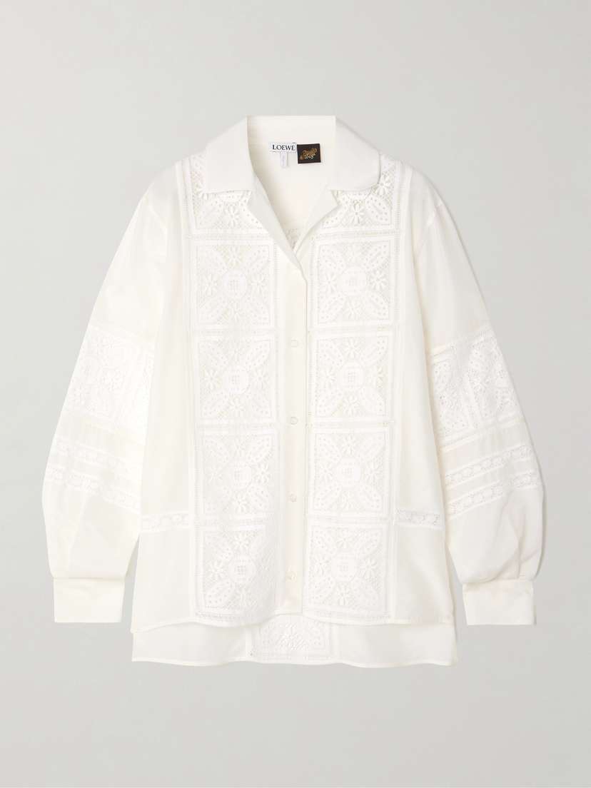 Loewe + Paula's Ibiza Broderie Anglaise Cotton And Silk-blend Shirt