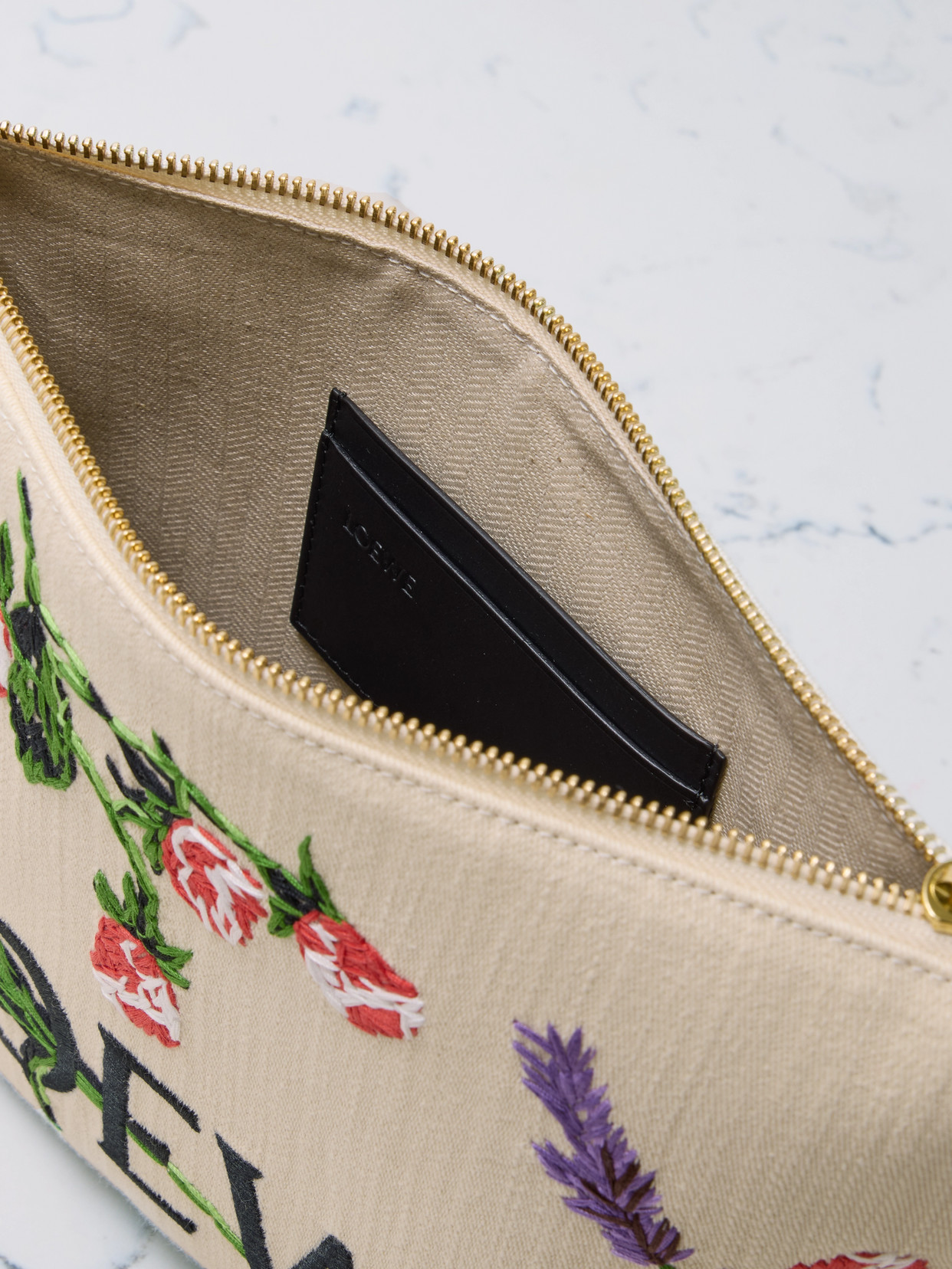 LOEWE + PAULA'S IBIZA EMBROIDERED CANVAS CLUTCH