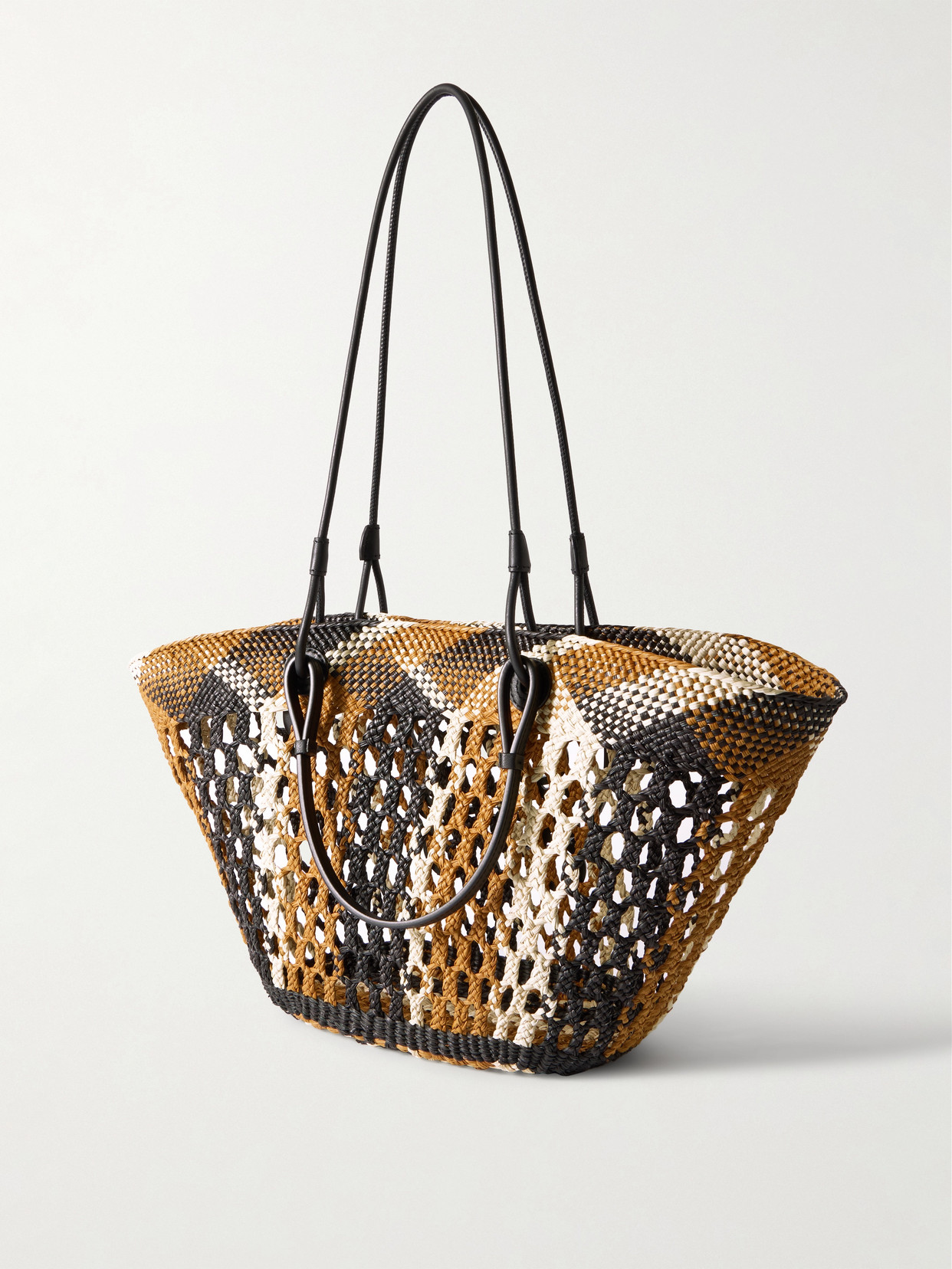 Loewe + Paula's Ibiza Anagram Leather-trimmed Woven Palm Tote In Brown