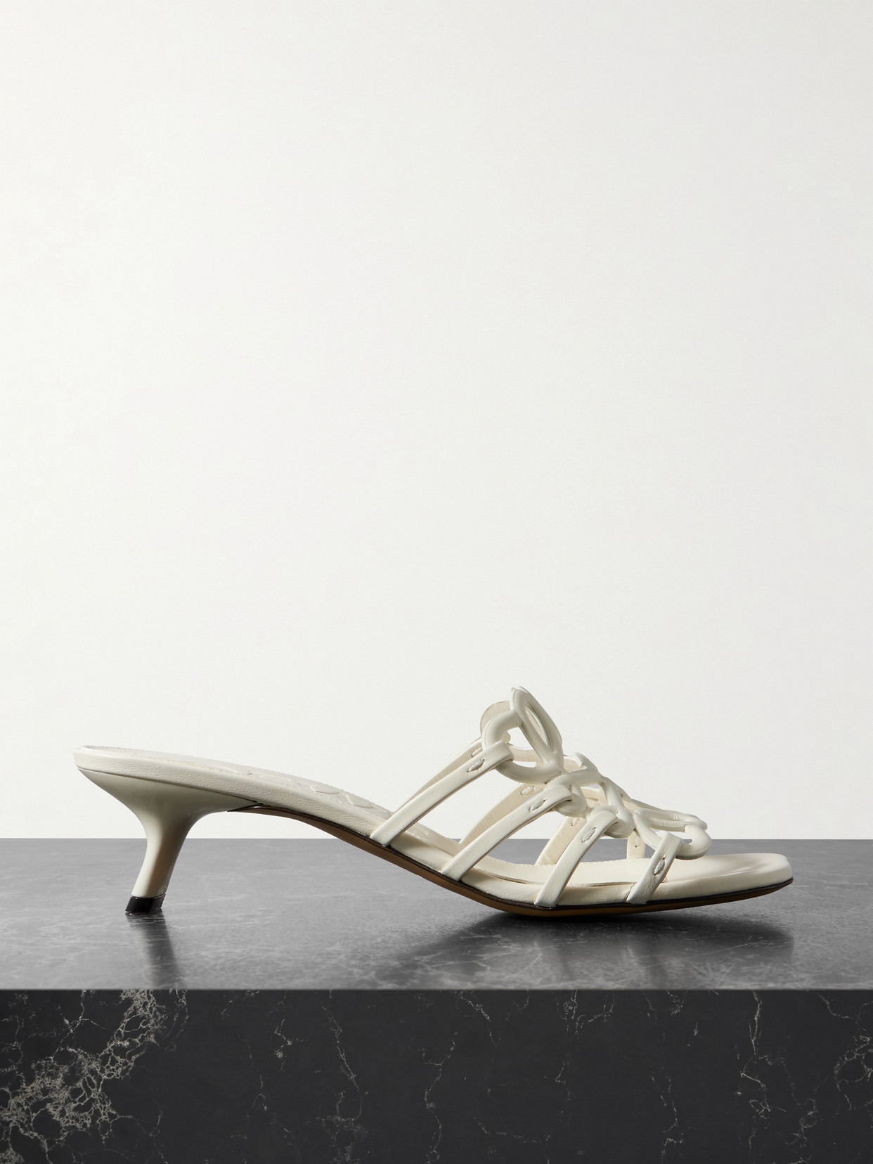 Loewe + Paula's Ibiza Petal Anagram Leather Sandals In White