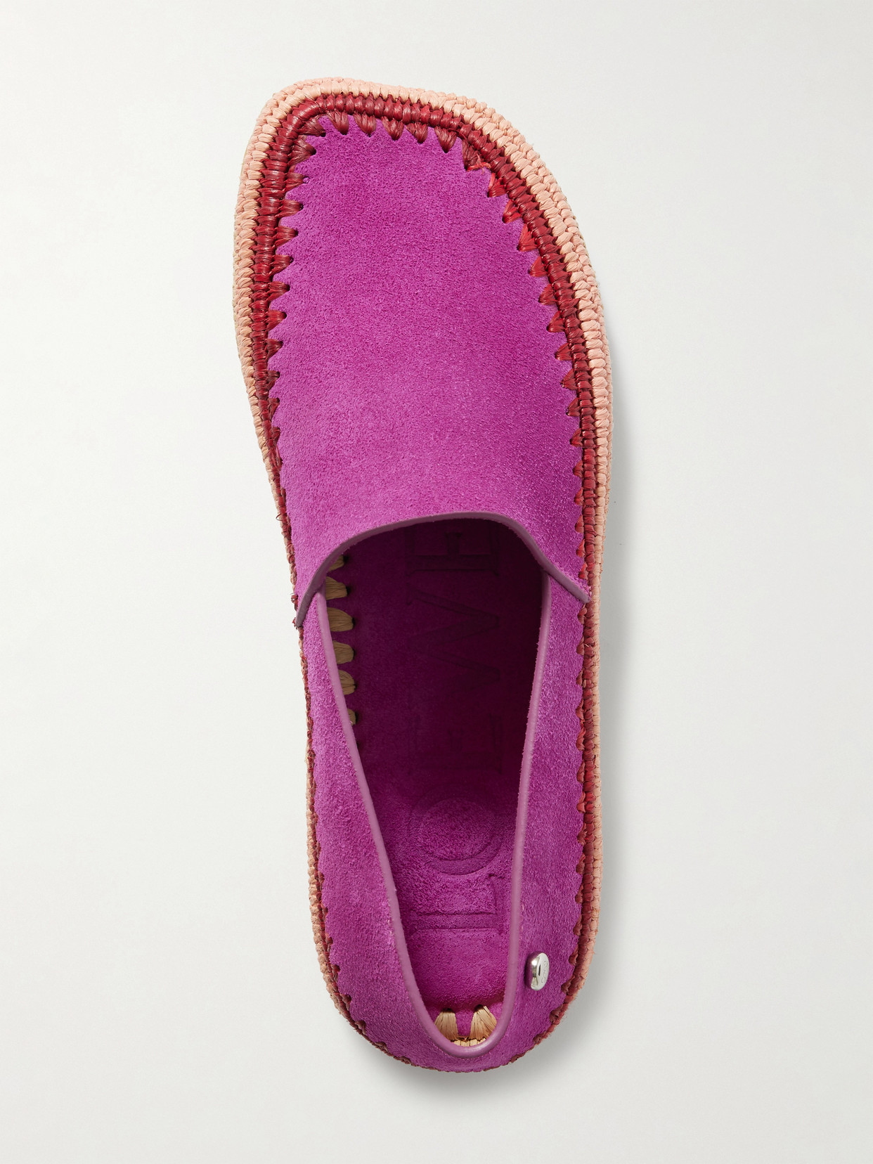Loewe Rio Suede And Raffia Espadrilles In Pink