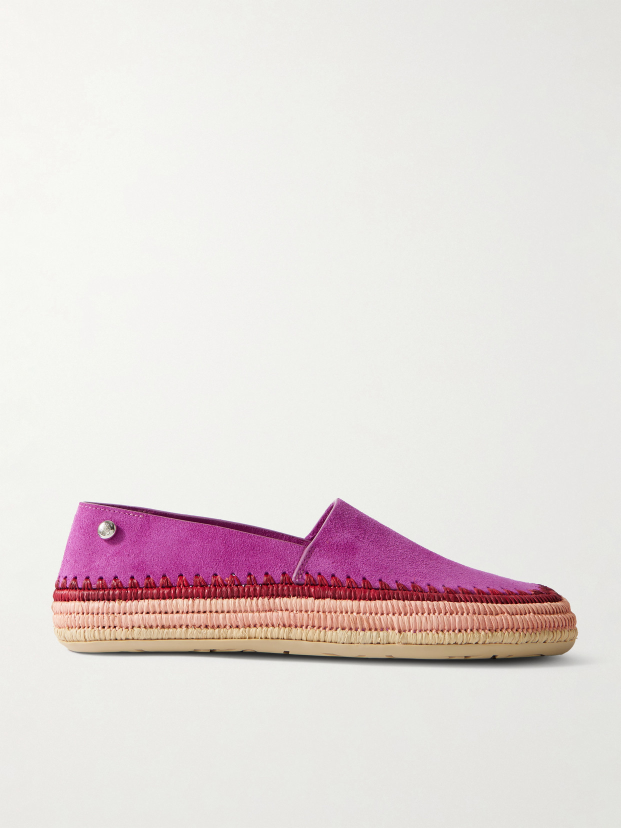 Loewe Rio Suede And Raffia Espadrilles In Pink
