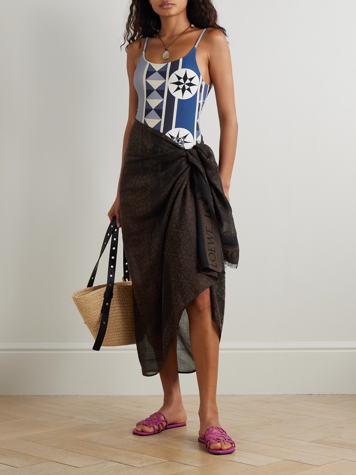 LOEWE + PAULA'S IBIZA COTTON-JACQUARD SCARF