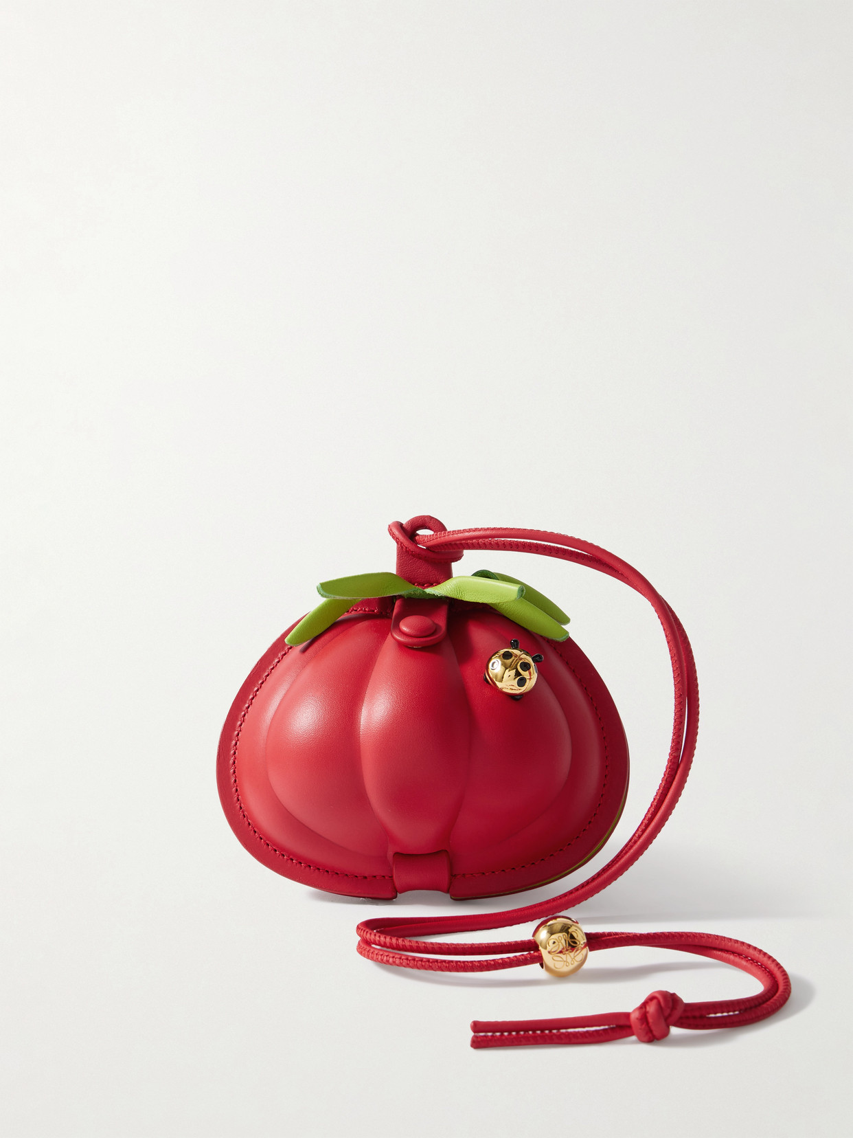 Loewe + Paula's Ibiza Tomato Embellished Leather Pouch In Red