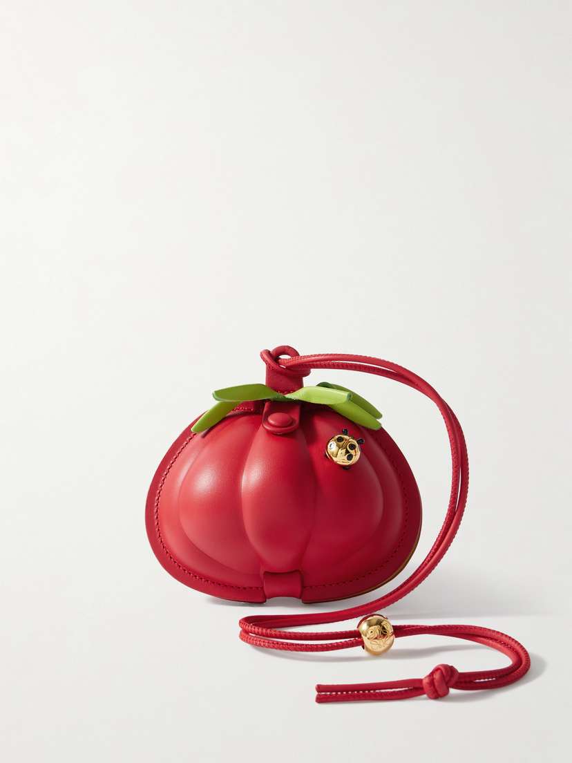 Loewe + Paula's Ibiza Tomato Embellished Leather Pouch