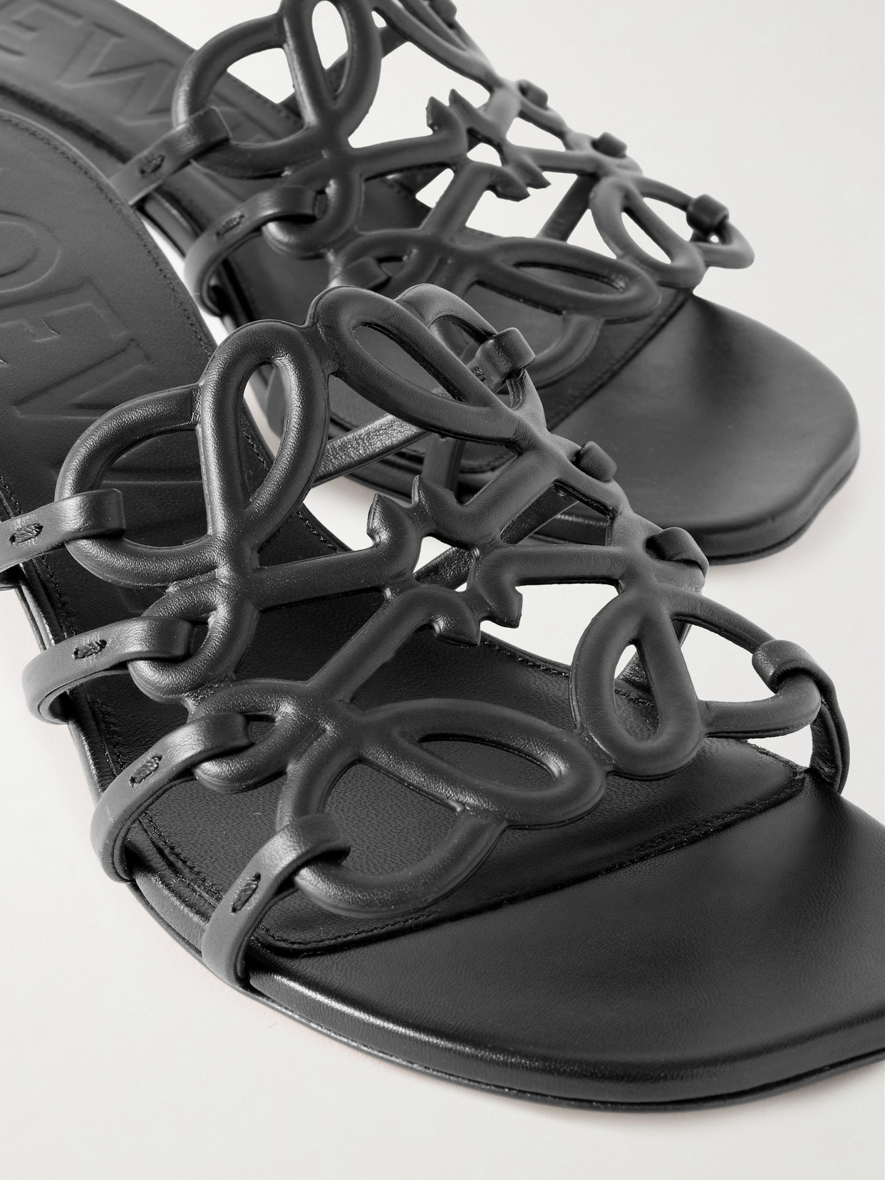 LOEWE + PAULA'S IBIZA PETAL ANAGRAM LEATHER SANDALS