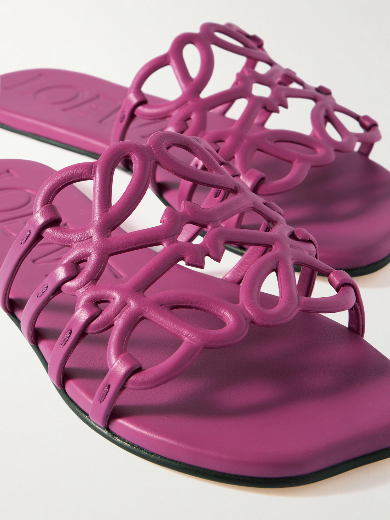 LOEWE + PAULA'S IBIZA PETAL ANAGRAM LEATHER SLIDES