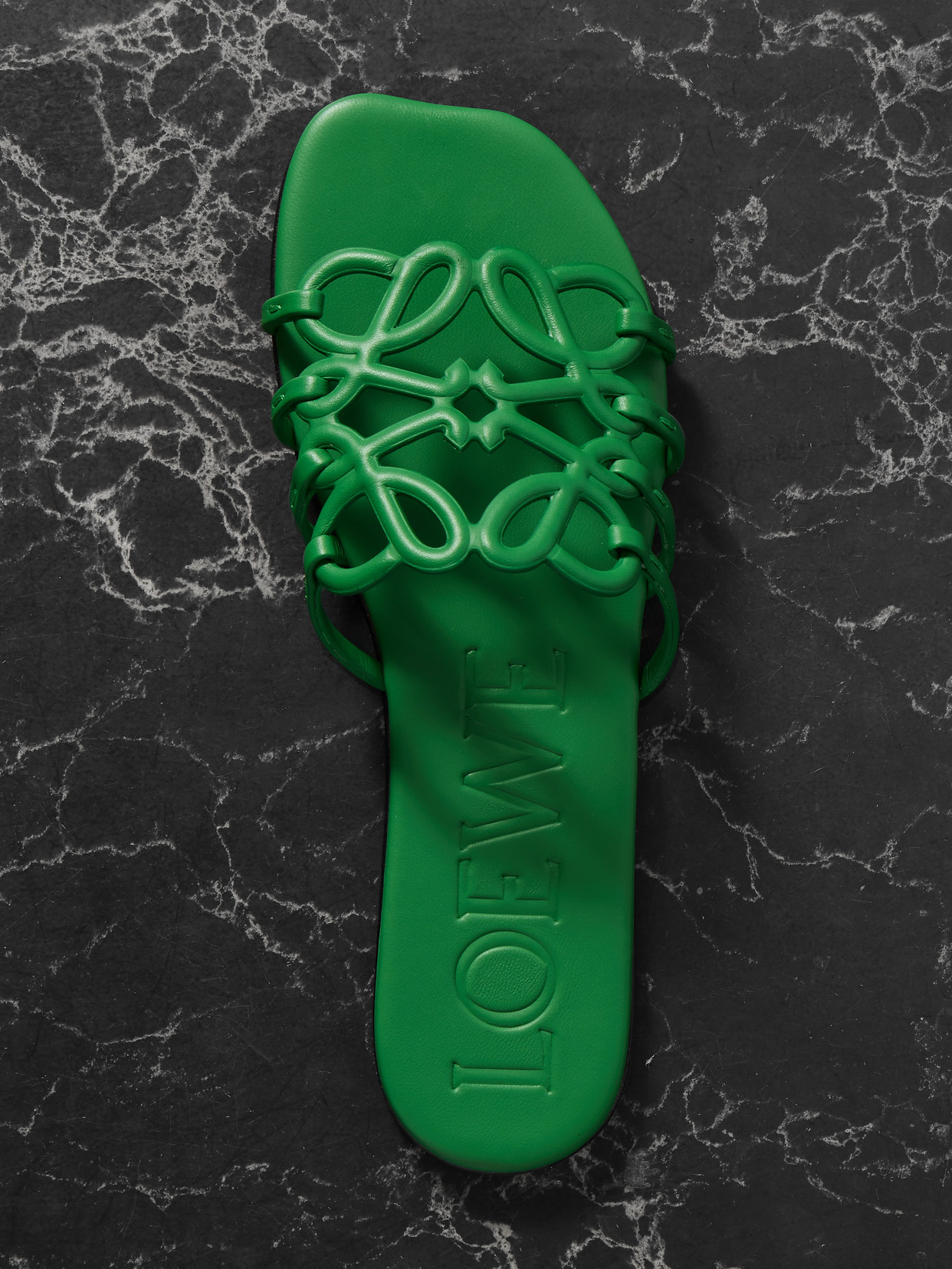 LOEWE + PAULA'S IBIZA PETAL ANAGRAM LEATHER SLIDES