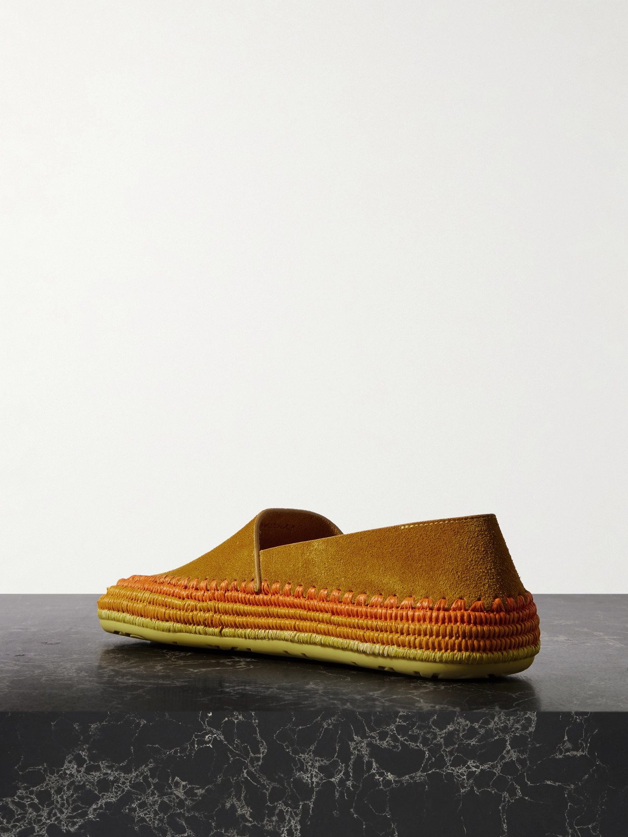 Loewe + Paula's Ibiza Rio Raffia-trimmed Suede Espadrilles In Orange