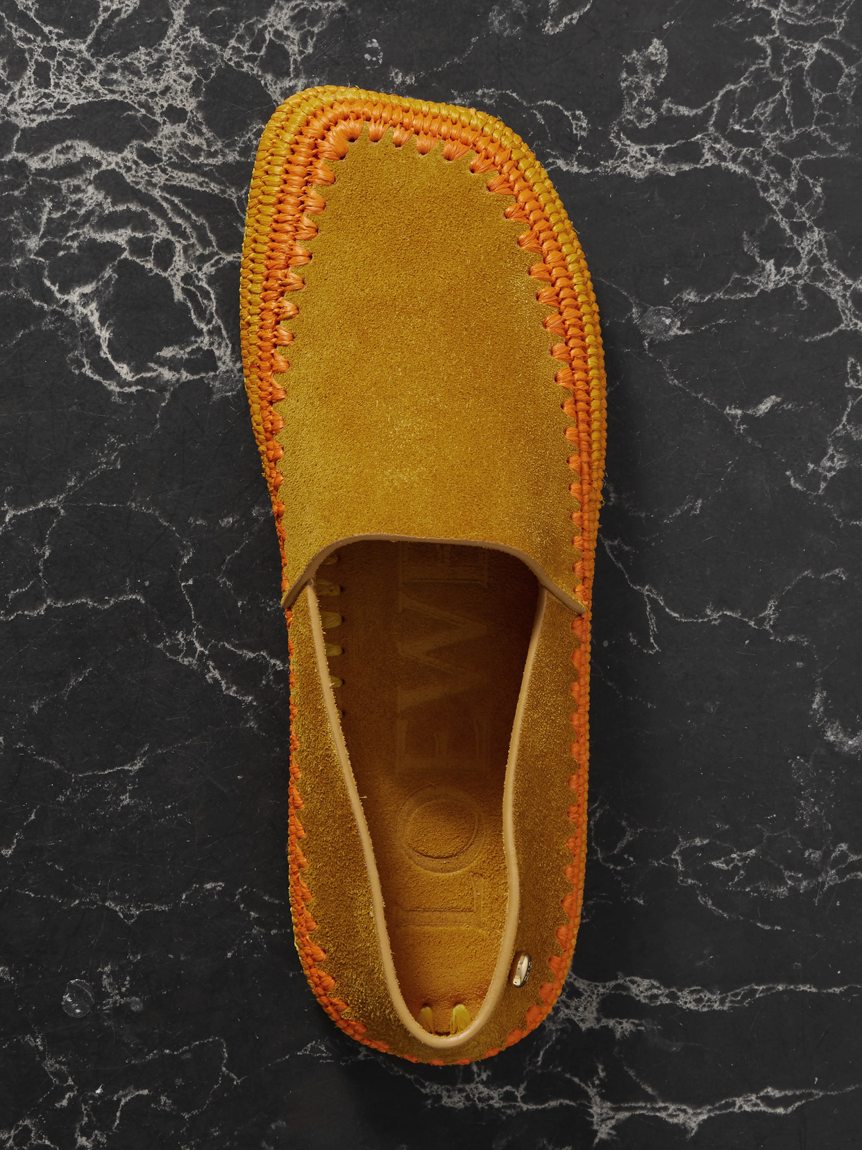 Loewe + Paula's Ibiza Rio Raffia-trimmed Suede Espadrilles In Orange