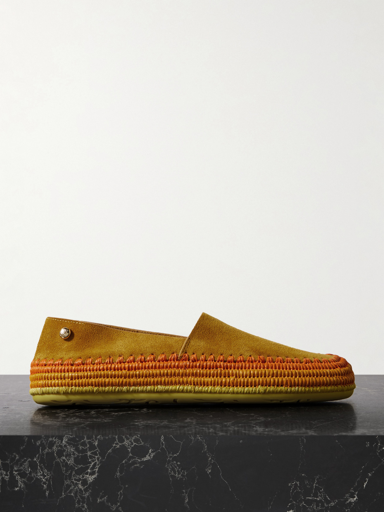 Loewe + Paula's Ibiza Rio Raffia-trimmed Suede Espadrilles In Orange