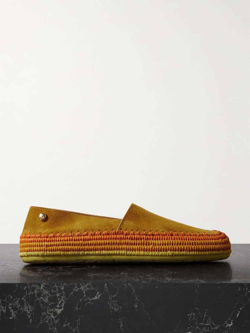 Loewe + Paula's Ibiza Rio Raffia-trimmed Suede Espadrilles