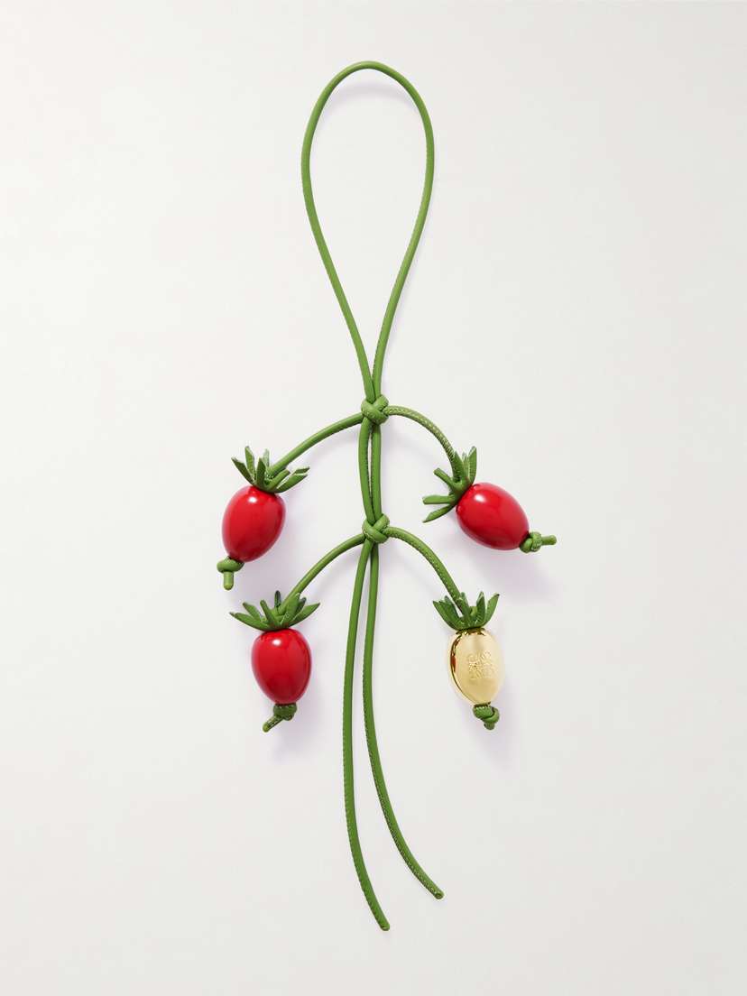Loewe + Paula's Ibiza Tomato Branch Gold-tone, Resin And Leather Bag Charm