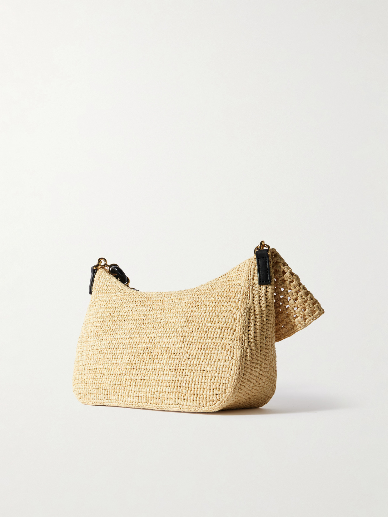 Loewe + Paula's Ibiza Ola Embellished Leather-trimmed Raffia Shoulder Bag In Neutrals
