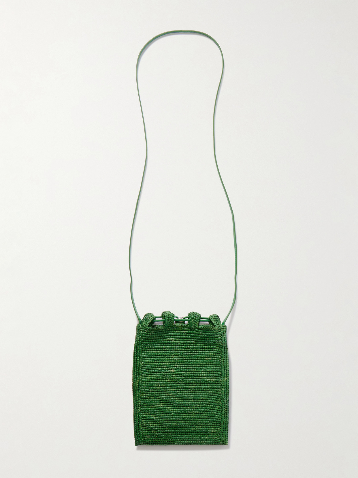 Loewe + Paula's Ibiza Embellished Raffia Shoulder Bag In Green