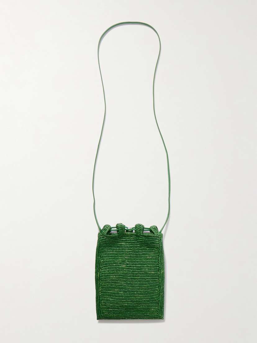 Loewe + Paula's Ibiza Embellished Raffia Shoulder Bag - side view in Green