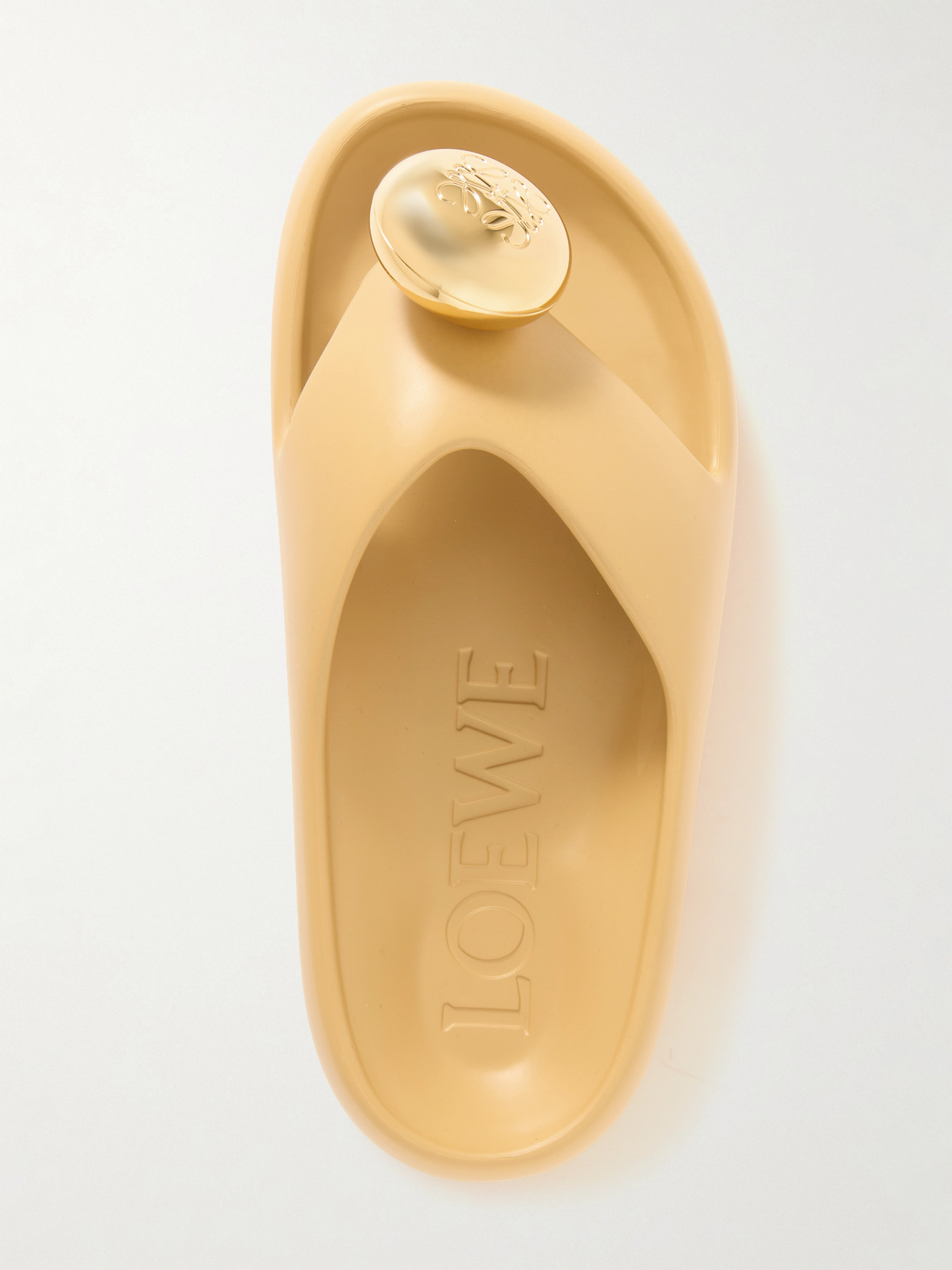 Loewe Pebble Patent Toe-post Slide Sandals In Neutrals