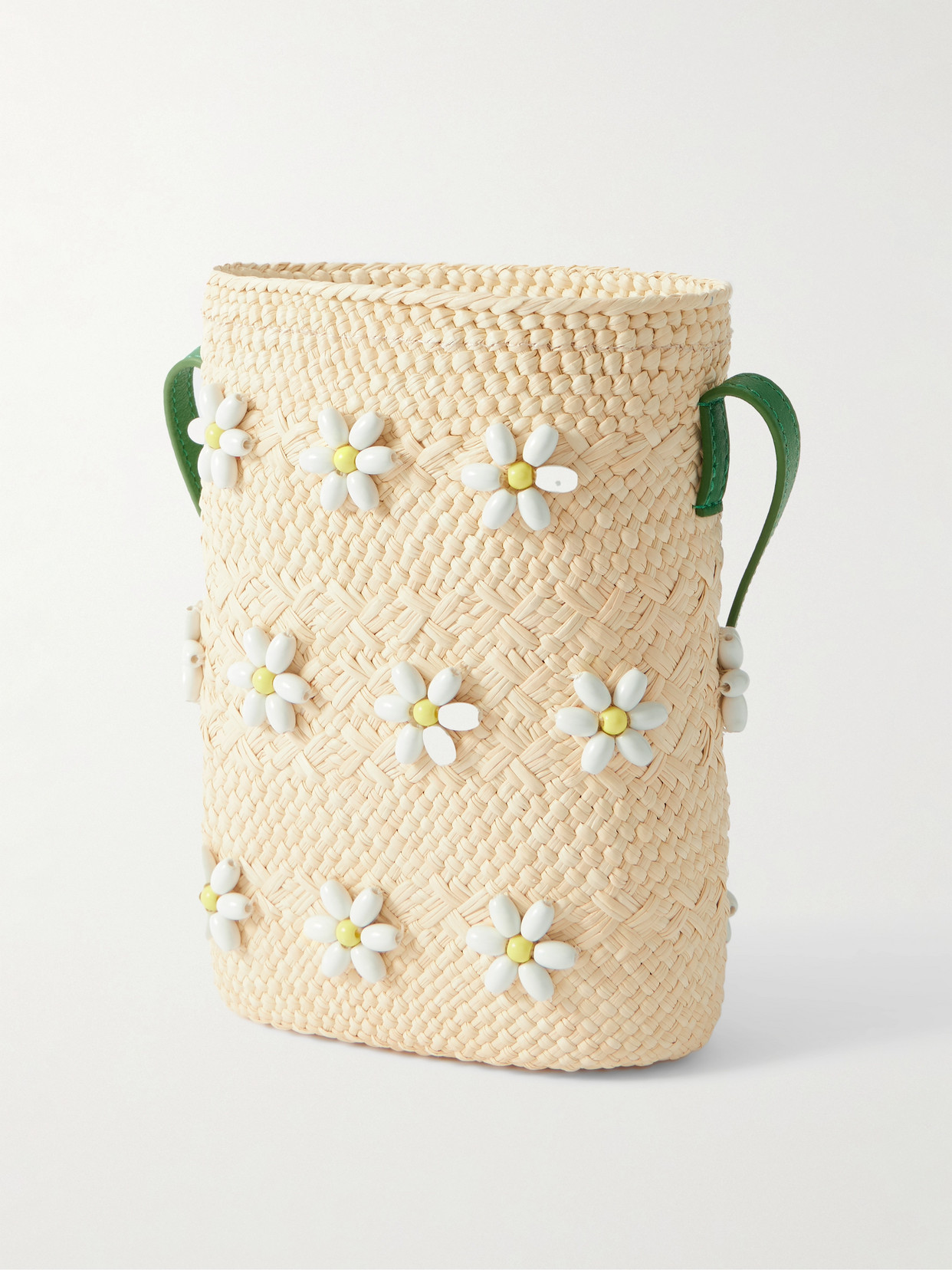 Loewe + Paula's Ibiza Anagram Beaded Leather-trimmed Raffia Shoulder Bag