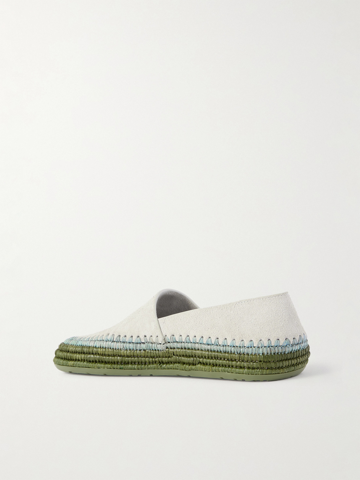 Loewe Rio Slipper In Suede And Raffia