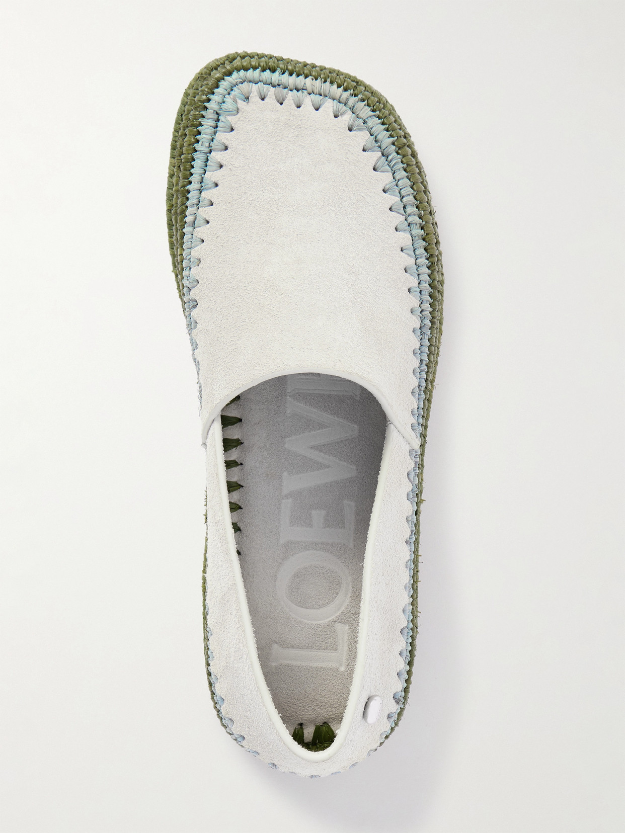 Loewe Rio Slipper In Suede And Raffia