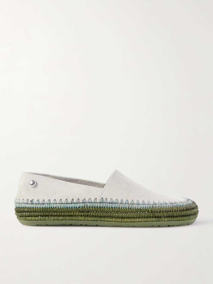 Loewe + Paula's Ibiza Rio Raffia-trimmed Suede Espadrilles