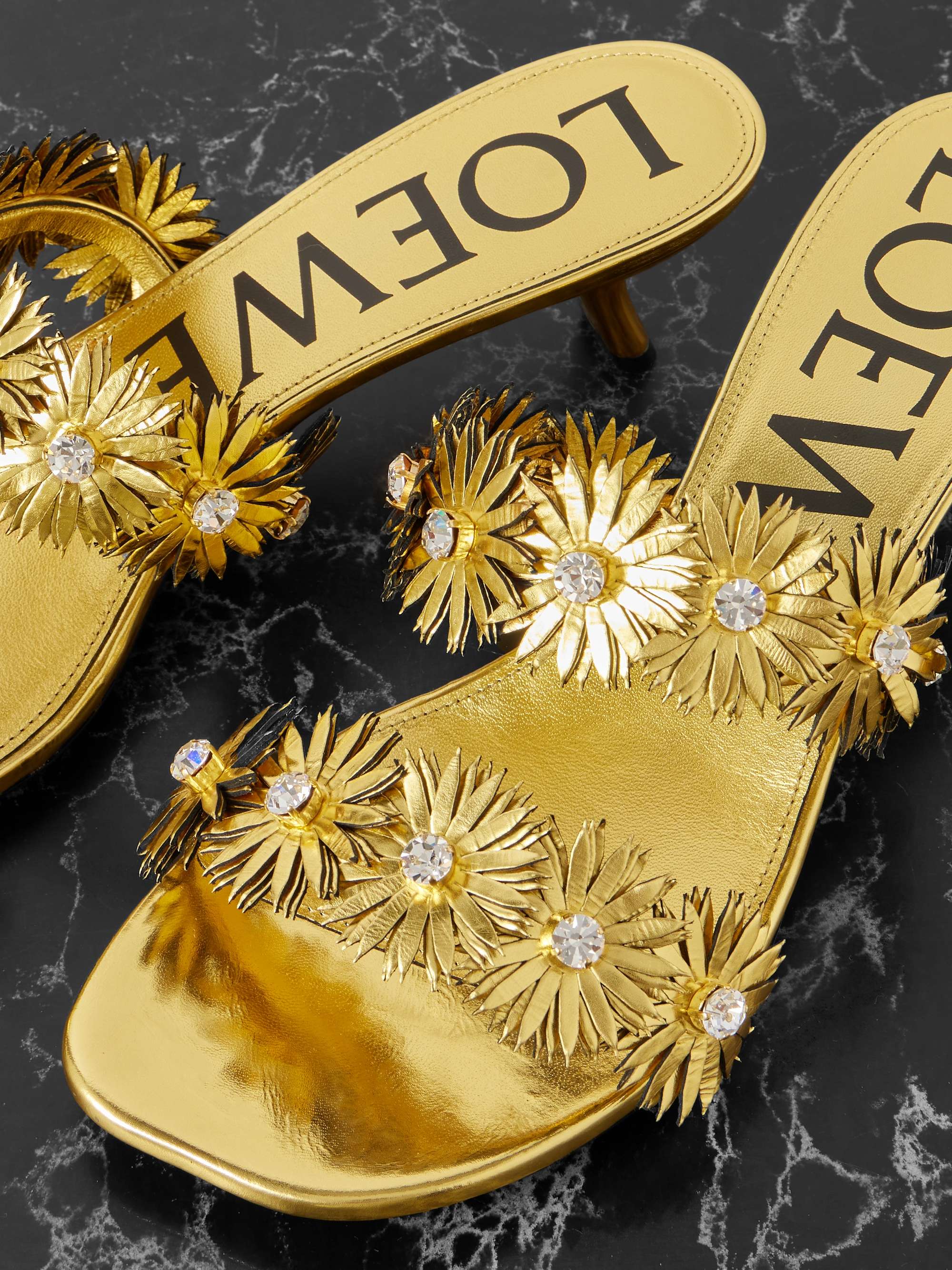LOEWE + Paula's Ibiza crystal-embellished metallic leather LOEWE + Paula's Ibiza crystal-embellished metallic leather