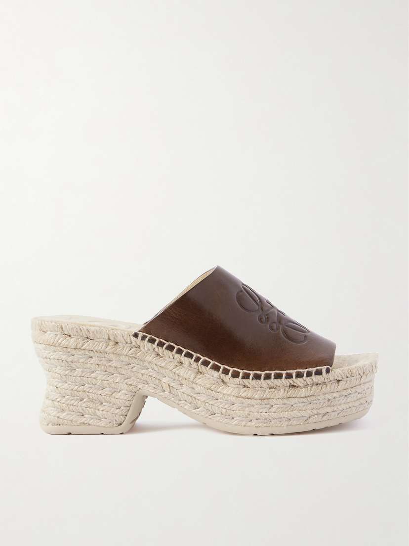 Loewe + Paula's Ibiza Leather Platform Wedge Sandals