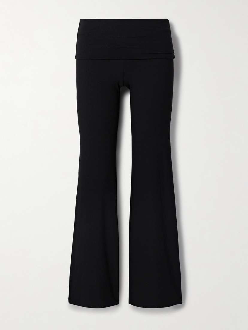 Skims Soft Lounge Ribbed Foldover Pants - Onyx