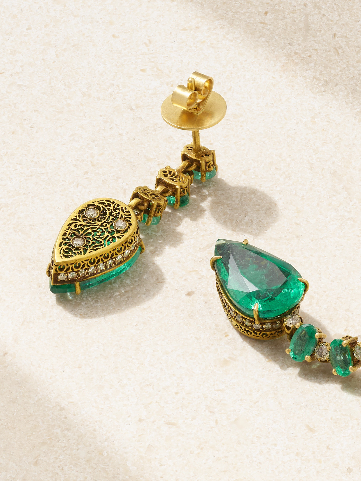 Amrapali London 18-karat Gold, Emerald And Diamond Earrings In Green