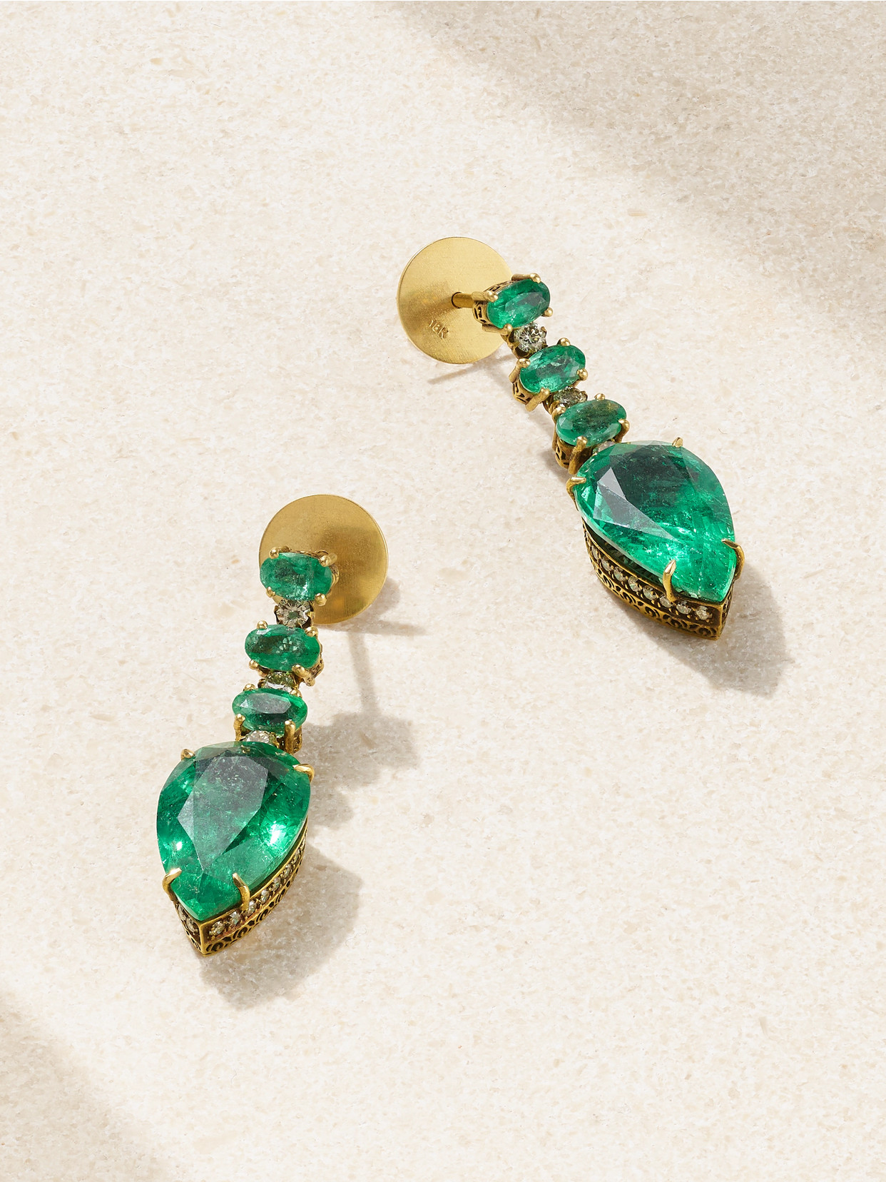 Amrapali London 18-karat Gold, Emerald And Diamond Earrings In Green