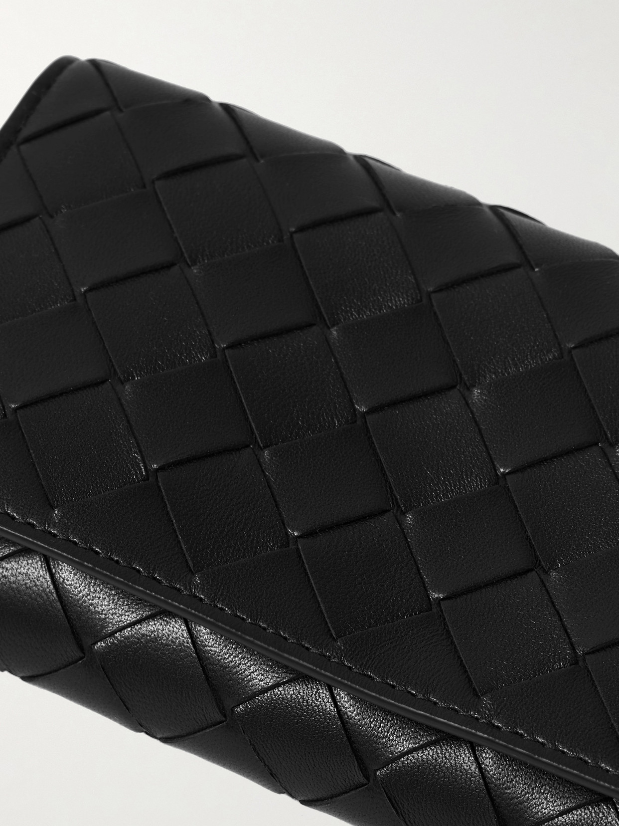 Bottega Veneta Intrecciato Large Flap Wallet In Black