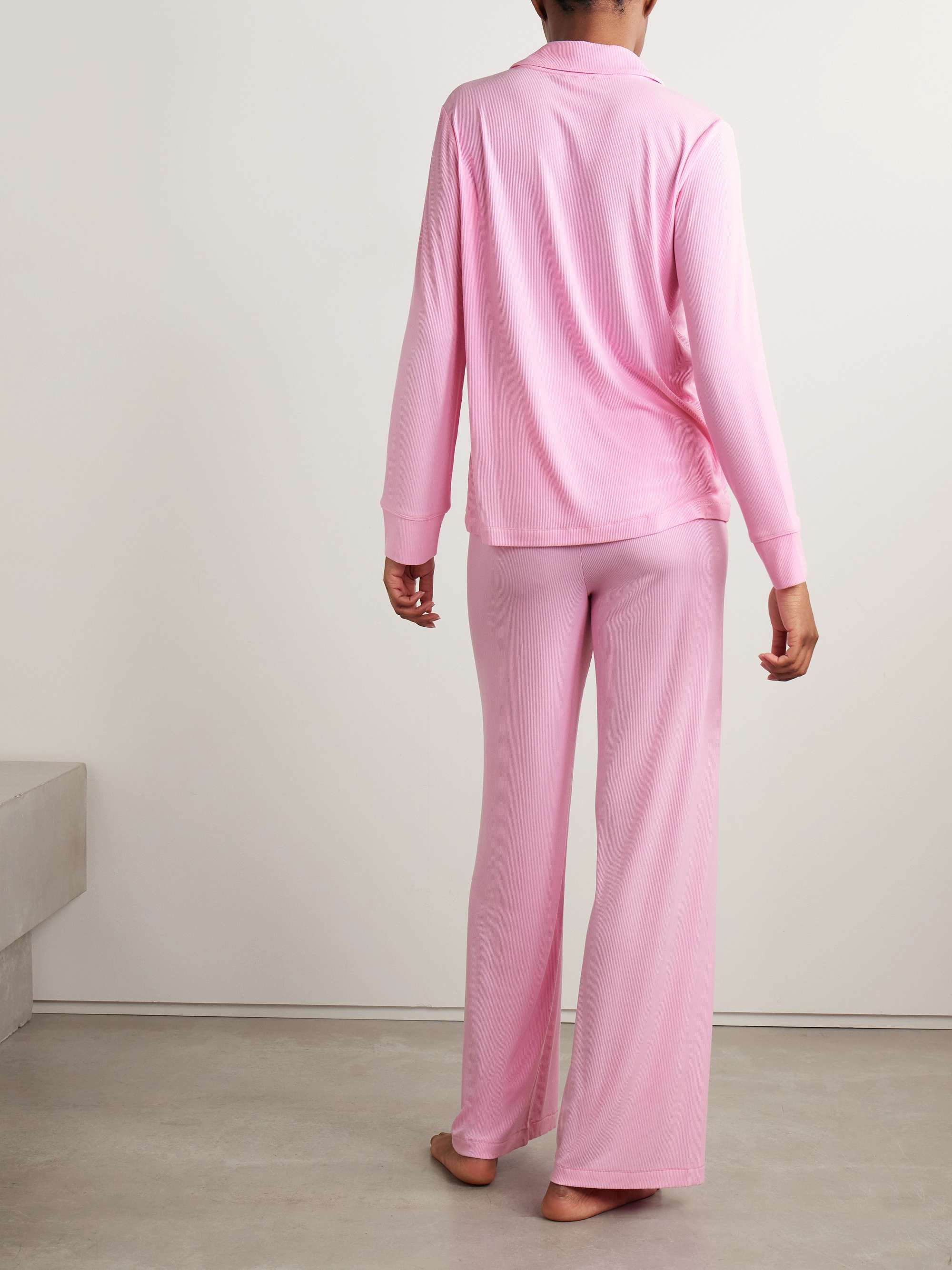 SKIMS Pyjama en jersey de modal stretch côtelé, Heather Grey