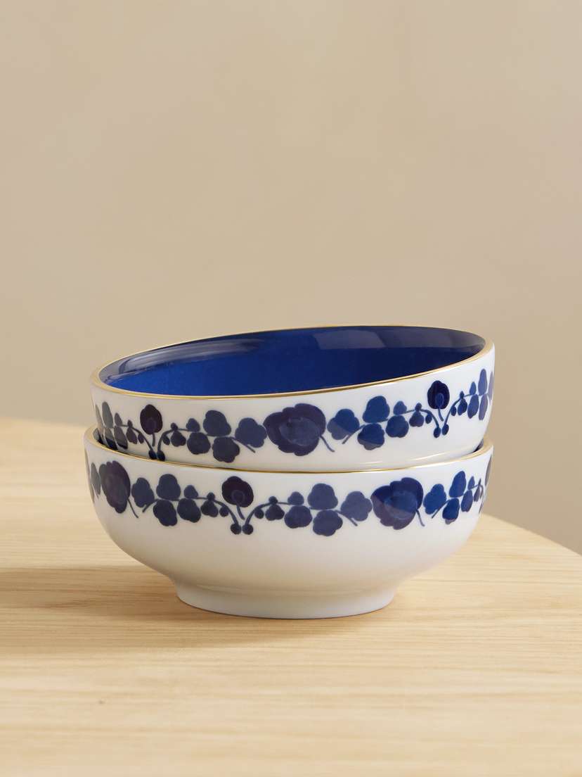 La DoubleJ Set Of Two Gold-plated Porcelain Snack Bowls