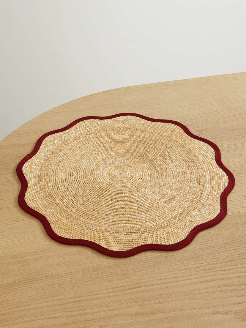La DoubleJ Cloud Set Of Two Grosgrain-trimmed Straw Placemats