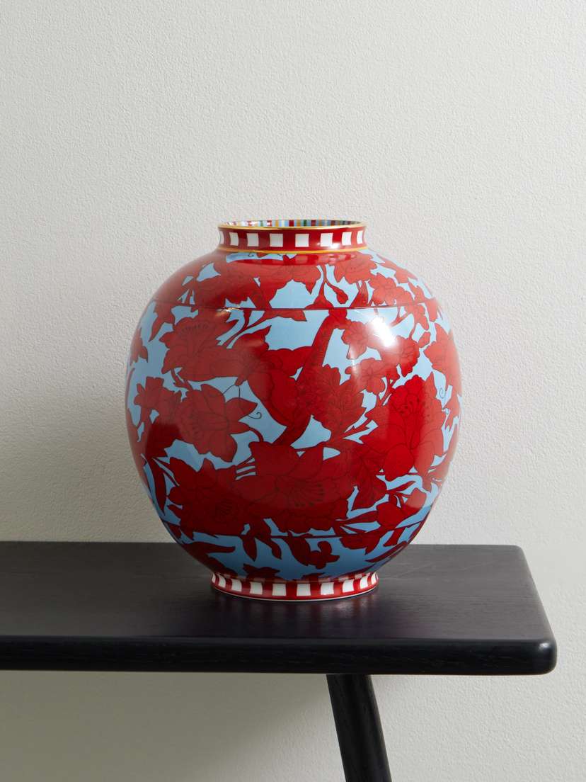 La DoubleJ Bubble Floral Gold-plated Porcelain Vase