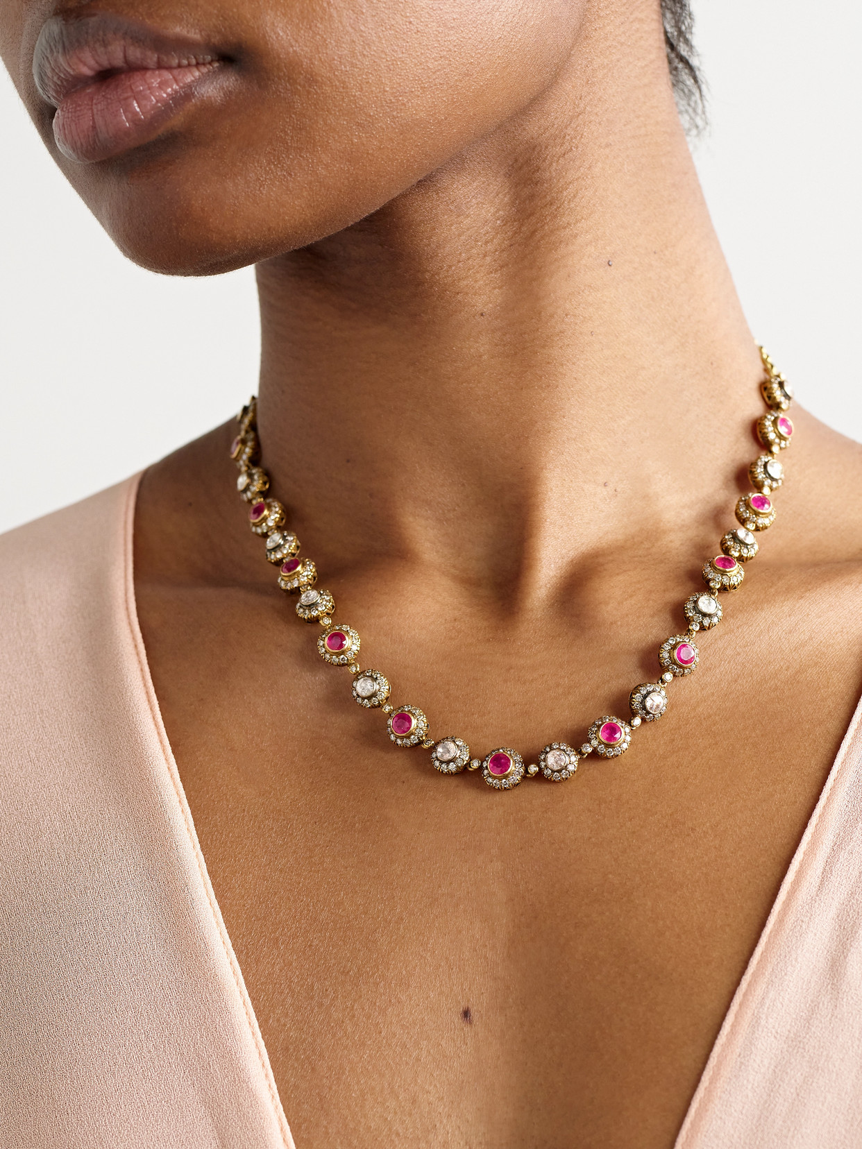 Amrapali London 18-karat Gold, Ruby And Diamond Earrings And Necklace Set In Gold