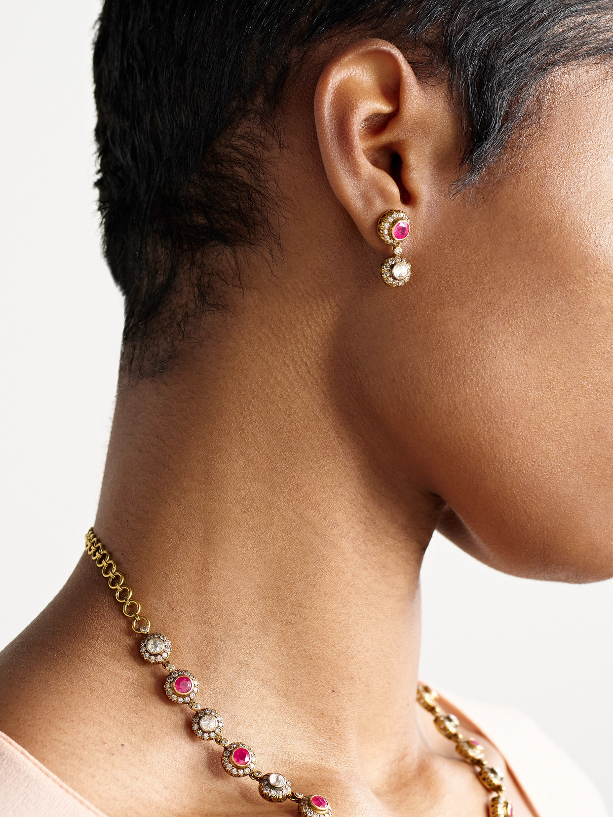 Amrapali London 18-karat Gold, Ruby And Diamond Earrings And Necklace Set In Gold