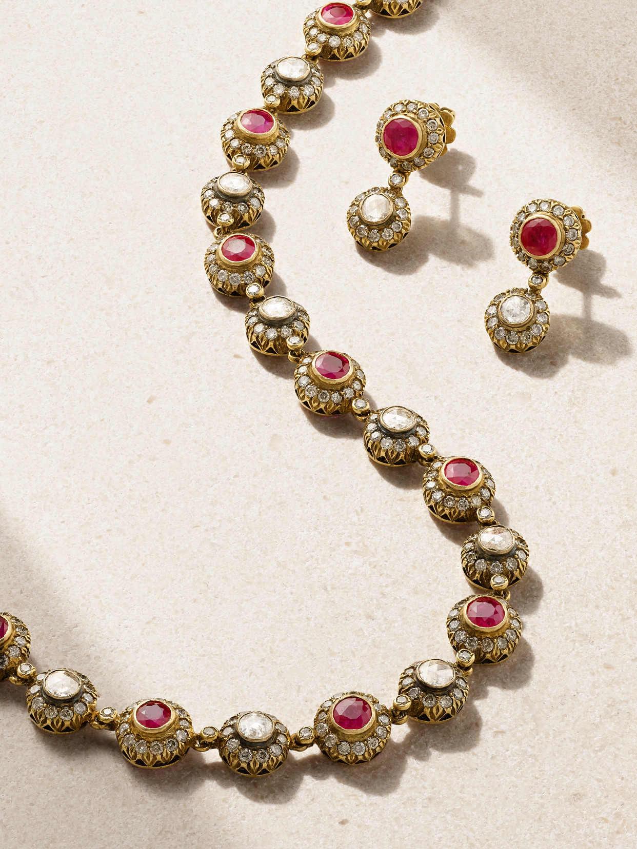 Amrapali London - 18-karat Gold, Ruby And Diamond Earrings And Necklace Set - One size