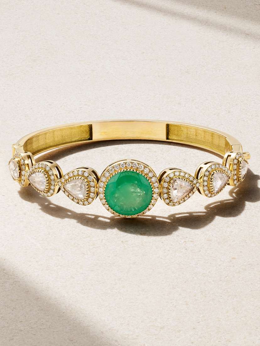 Amrapali London 18-karat Gold, Emerald And Diamond Bangle