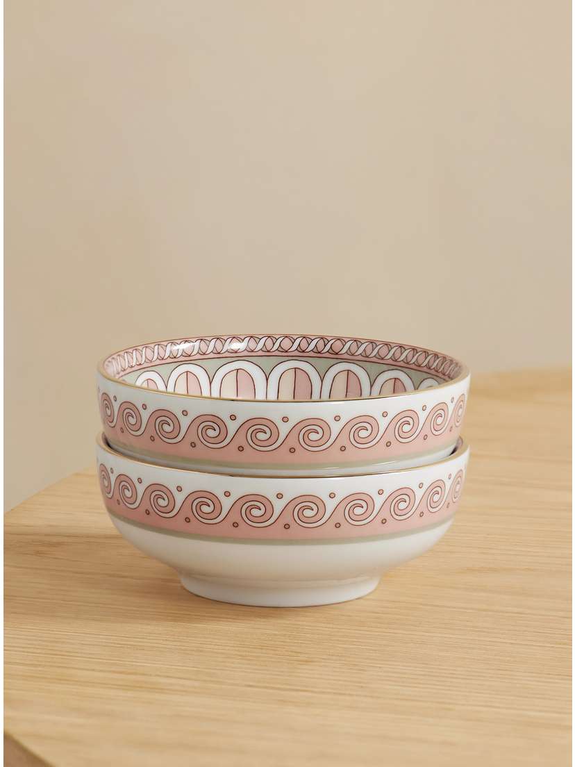 La DoubleJ Set Of Two Gold-plated Porcelain Snack Bowls