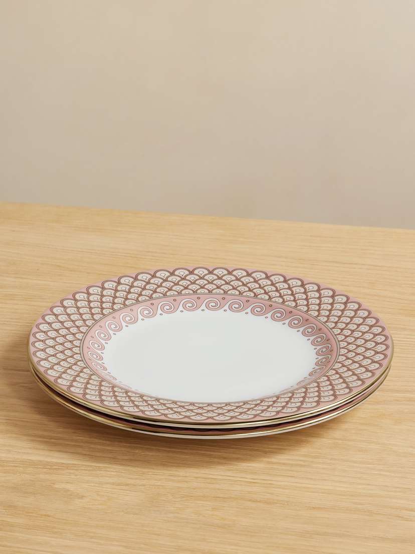 La DoubleJ Set Of Two Gold-plated Porcelain Dinner Plates