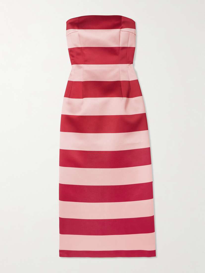 Emilia Wickstead Leila Strapless Striped Duchesse-satin Midi Dress