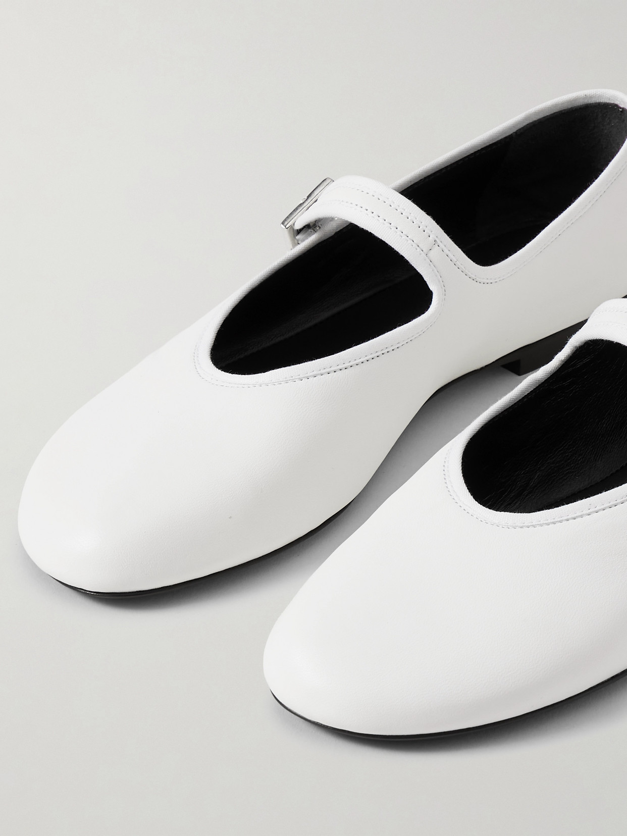 The Row Boheme Leather Mary Jane Ballet Flats In White